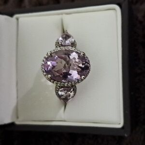 Rose De France Amethyst & White Zircon Ring